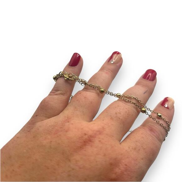 Macy's AND NOW THIS Two-Row Charm Anklet in Gold-Plate Infinity Beaded - Picture 4 of 10